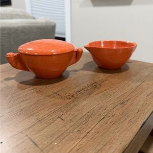 MCM Branchell Color Flytrap Melmac cream and sugar set 🧡